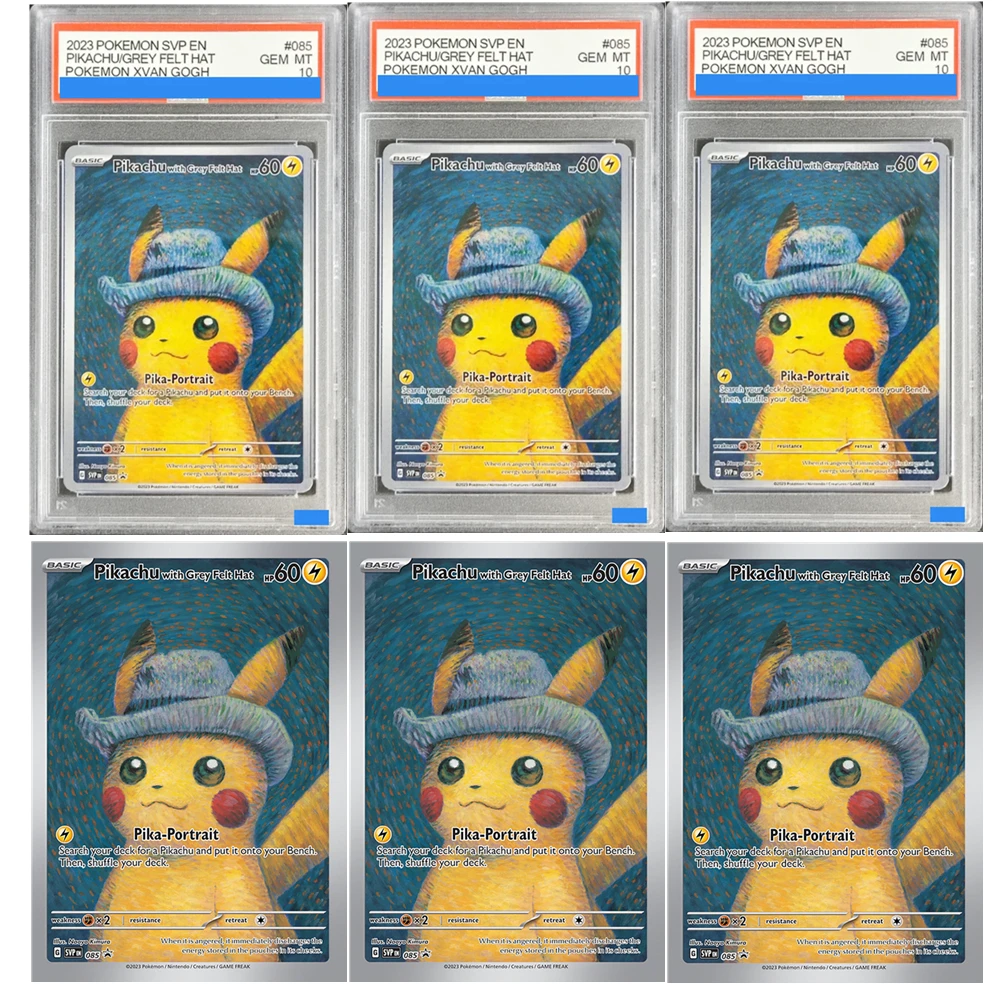 

Proxy 2023, PTCG POKEMON X VAN GOGH PIKACHU С СЕРАЯ КЕЛОВАЯ ШЛЯПА # 085 SVP Подлинность 10 Коллекционные подарочные карты Игрушки