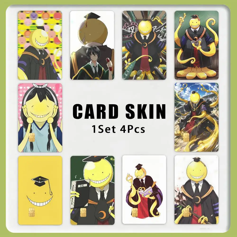 Koro-sensei A-Assassination c-Classroom 1Set 4Pcs Card Skin Sticker Waterproof Decorative Film for Credit Debit Bank Bus IC Card