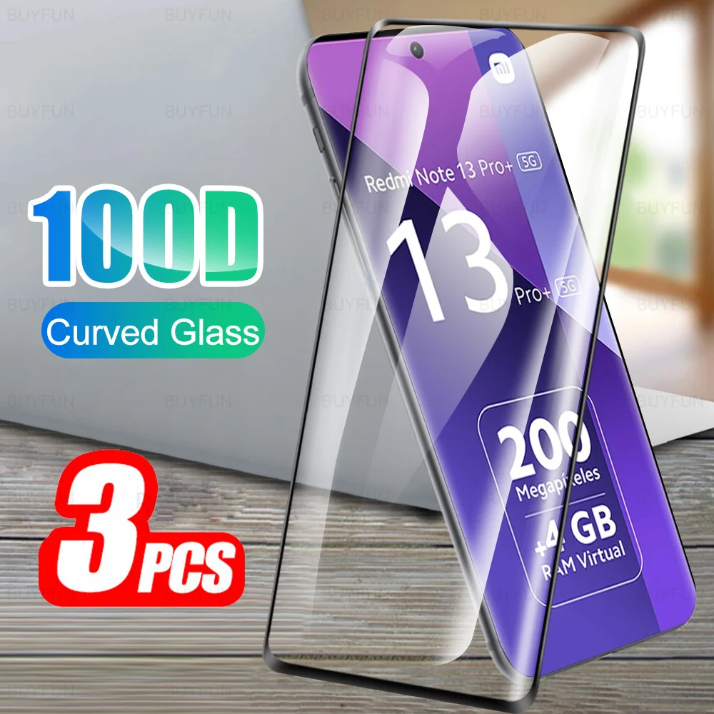 

3 шт. для Xiaomi Redmi Note 13 Pro + 5G изогнутое защитное закаленное стекло Redmy Note13 Pro Plus 13ProPlus 9H Защитная пленка для экрана