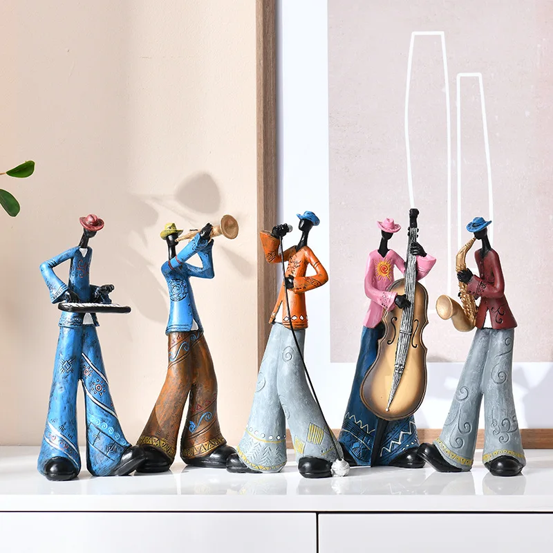 Creative American Band Musical Instrument Model Home Decoration Living Room Porch Study Nordic Arts and Crafts Statue Sculpture