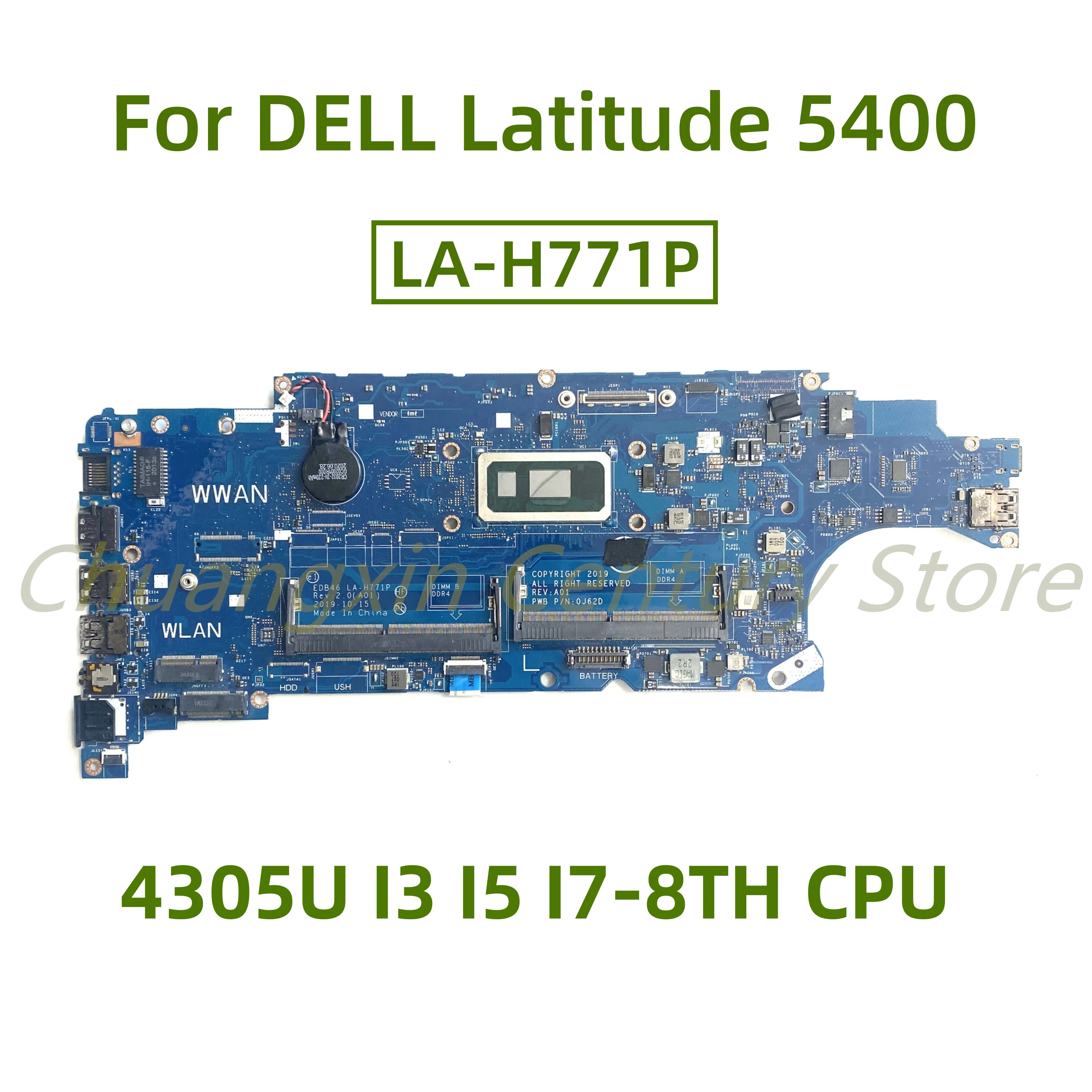 Suitable for DELL Latitude 5400 laptop motherboard LA-H771P with 4305U I3 I5 I7-8TH CPU 100% Tested Fully Work