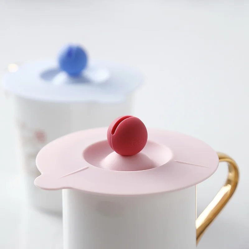 Silicone Mug Cover Food Grade Anti-dust Silicone Hot Cup Lids with Spoon Holder