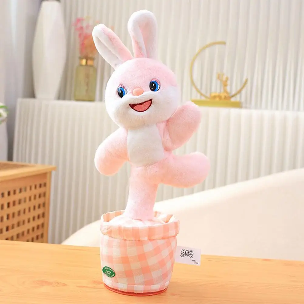 Juguete de peluche eléctrico para niños, muñeco de peluche con música de baile, conejo, rosa, culo retorcido, mascotas, regalo