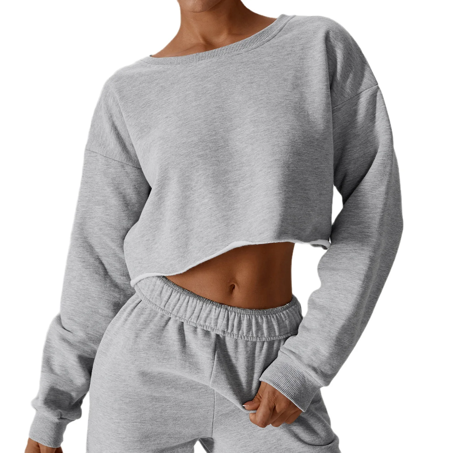 Warm Long Sleeve Sweater T-shirt Women's Short Pullover Outdoor Fitness Blouse Loose Casual Sportswear