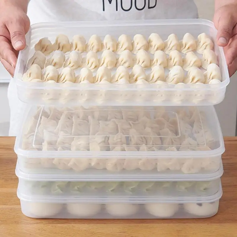 New·Kitchen Storage Box Refrigerator Organizer Transparent Food Containers Tray For Dumpling Fruits Vegetables Meat Cake·