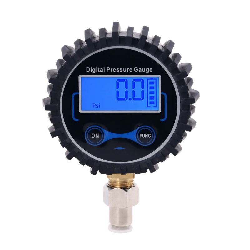 

Digital Pressure Gauge with 6mm Outside Diameter Hose Straight Plug Fitting Connector 200PSI /BAR/KPA/kg/cm2 Gauge Dropship