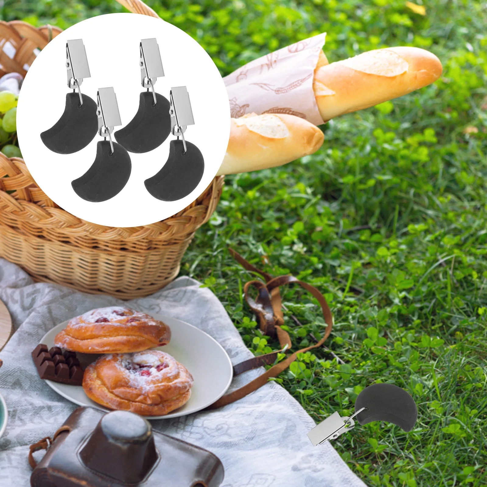 

4pcs Tablecloth Clips Black Decorative Weights Reusable Cover Heavy Camping Accessories Outdoor Party Wedding