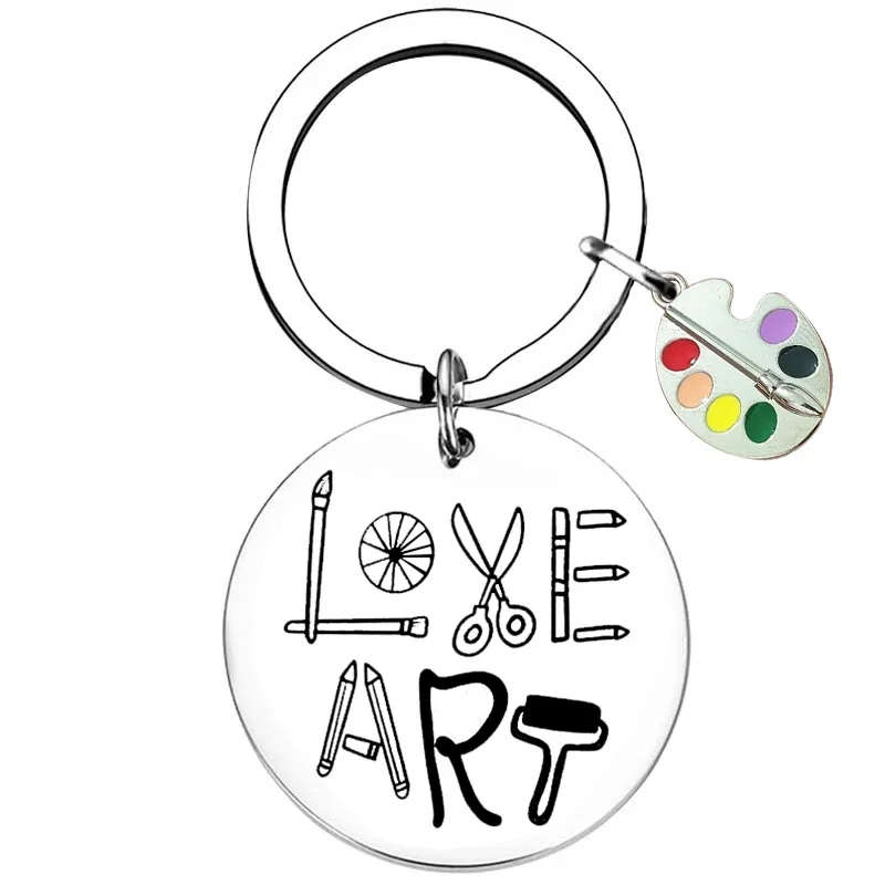 Painting Teacher thank you gift Keychain Drawing Gift Key Chain PendantArtist Paint Palette