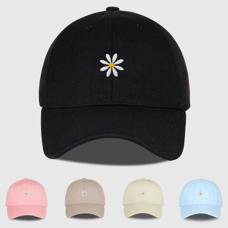 

Cute Daisy Embroidered Soft-Peak Baseball Cap: Adjustable, Everyday, Girly-Style Hat Perfect for Camping, Vacations, and Travel