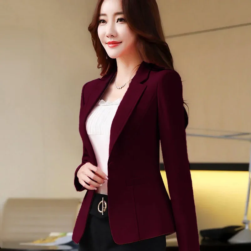 Blazer corto informal de un solo botón para mujer, chaqueta de alta calidad, traje de trabajo de oficina coreano, primavera y otoño