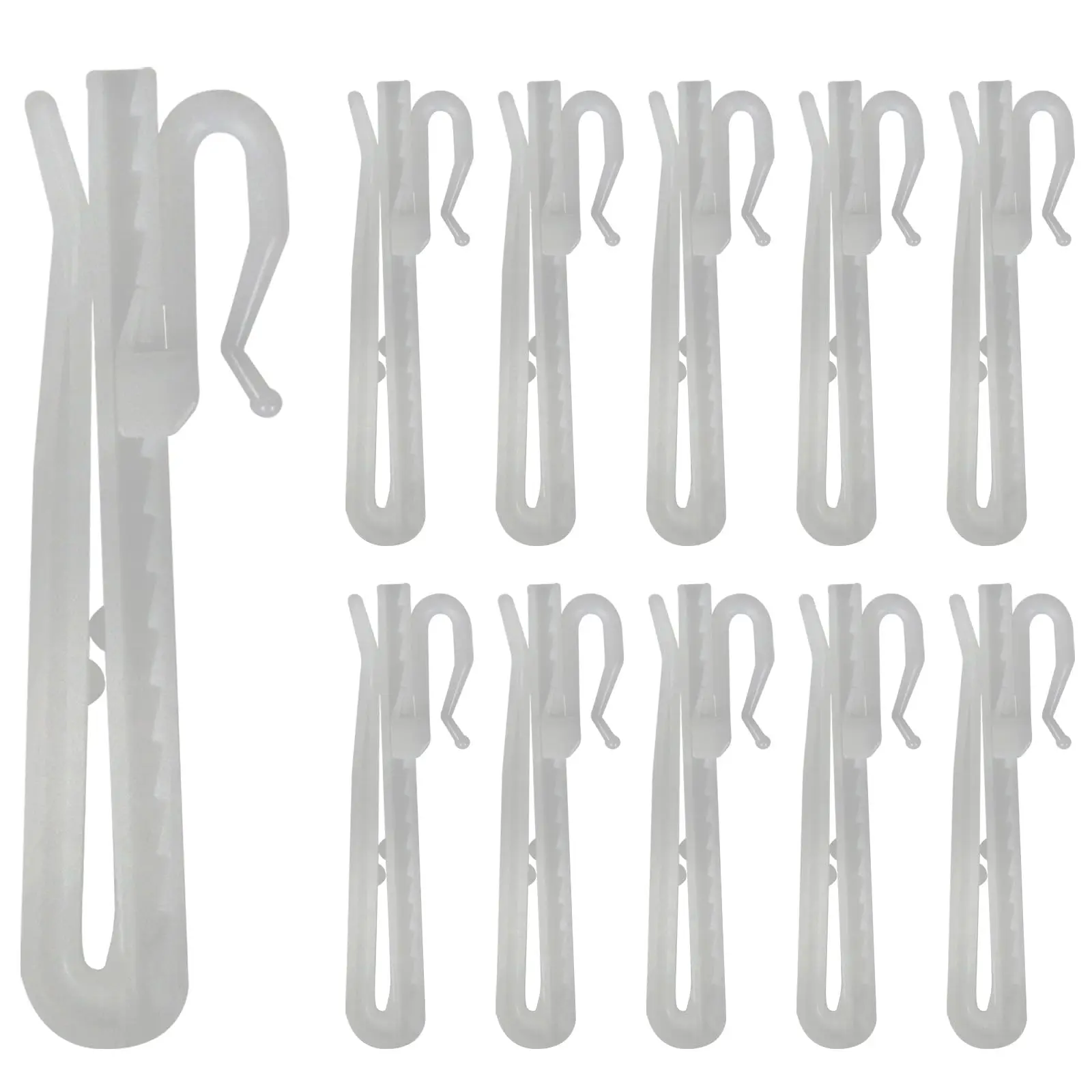 

Ratchet System Pinch Pleat Hooks - Adjustable Plastic Clips for Pleated Curtains & Drapes