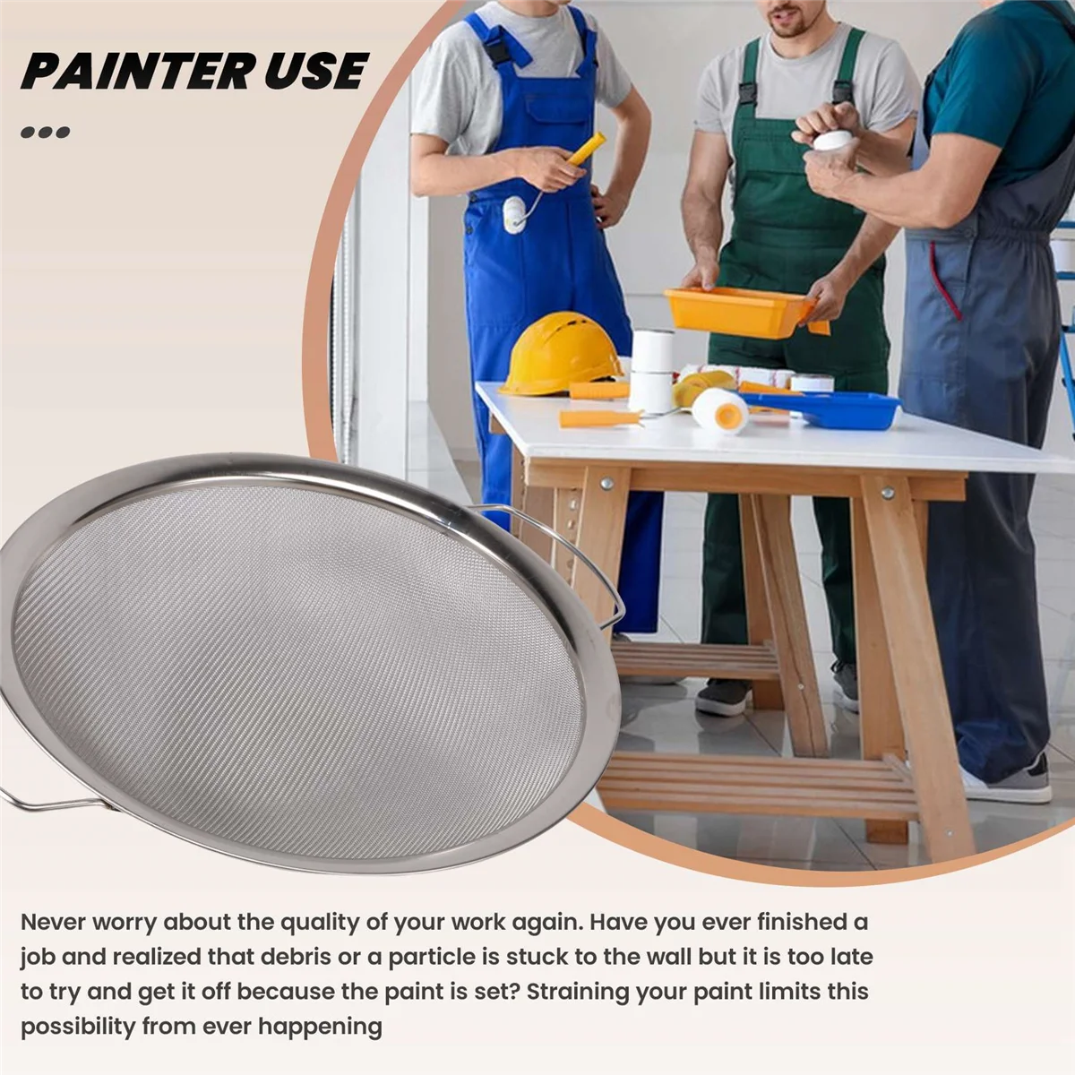 Paint Strainer Mesh Stainless Steel Paint Emulsion Honey Funnel Filter Cover Filter Tool Product 60-Mesh 11.4Inch Width GSY