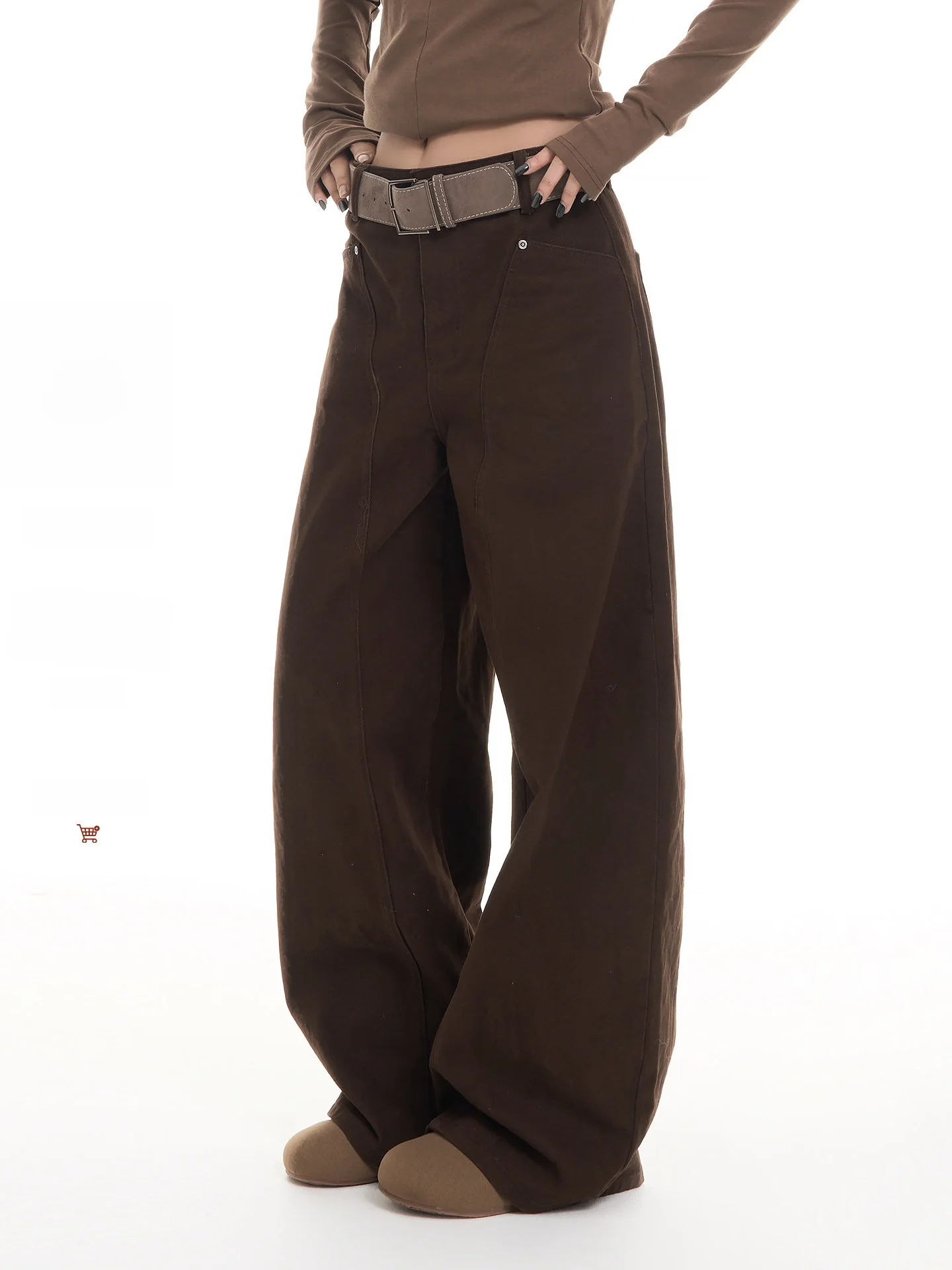 

Джинсы прямого кроя с высокой талией и широкими штанинами, женские корейские свободные утягивающие брюки длиной до пола, повседневная ткань с талией