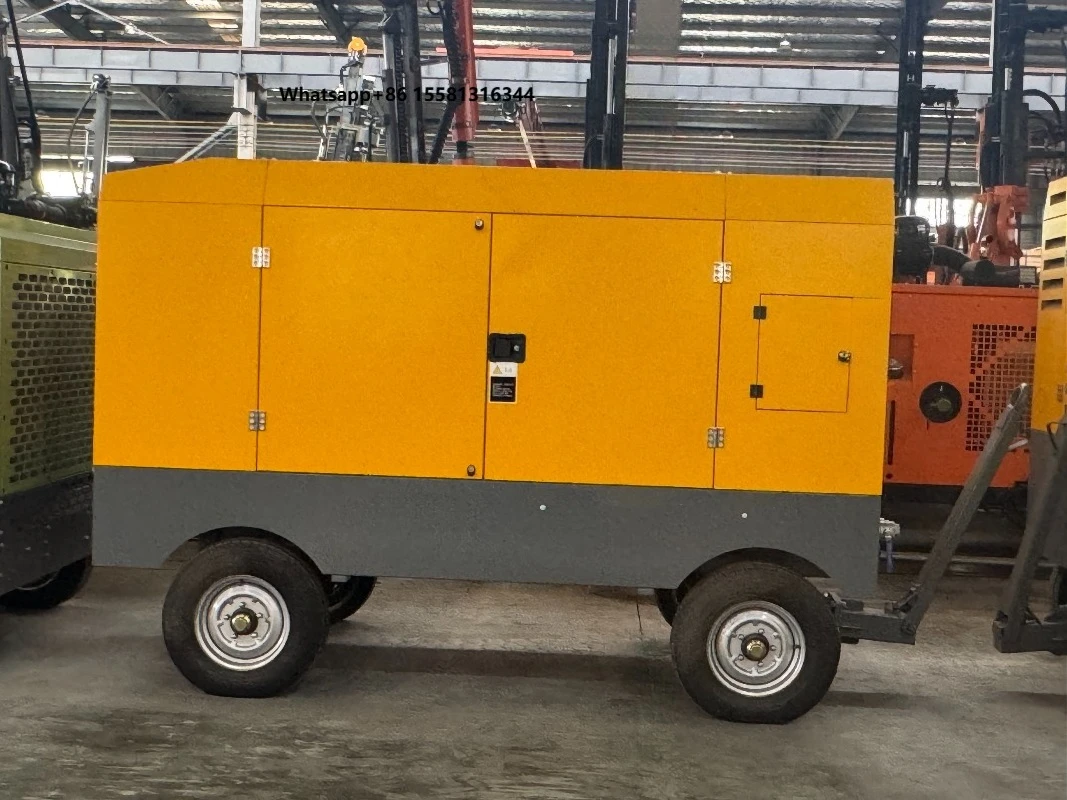 550CFM 15Bar Oil Injected Air Cooled Portable Engine Driven Screw Air Compressor Pump for Mining Drilling Rock Scaler