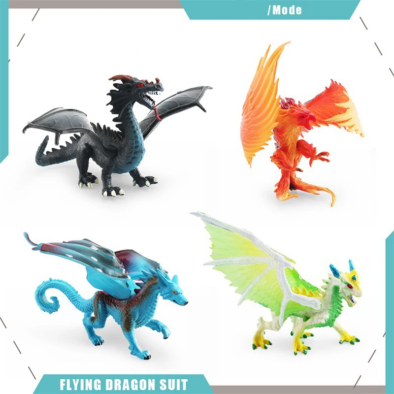 Simulation Dinosaur Animal Toys Model Ice Dragon Flying Dragon Wolf Dragon Children Cognitive Model Toys Desktop Ornaments