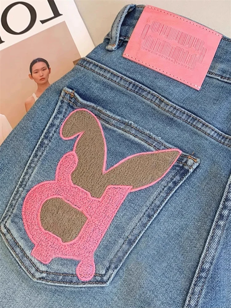 Summer Casual High Street  Jeans orts Women's Faionable Youthful Slimming Contrast Color Denim Skirts