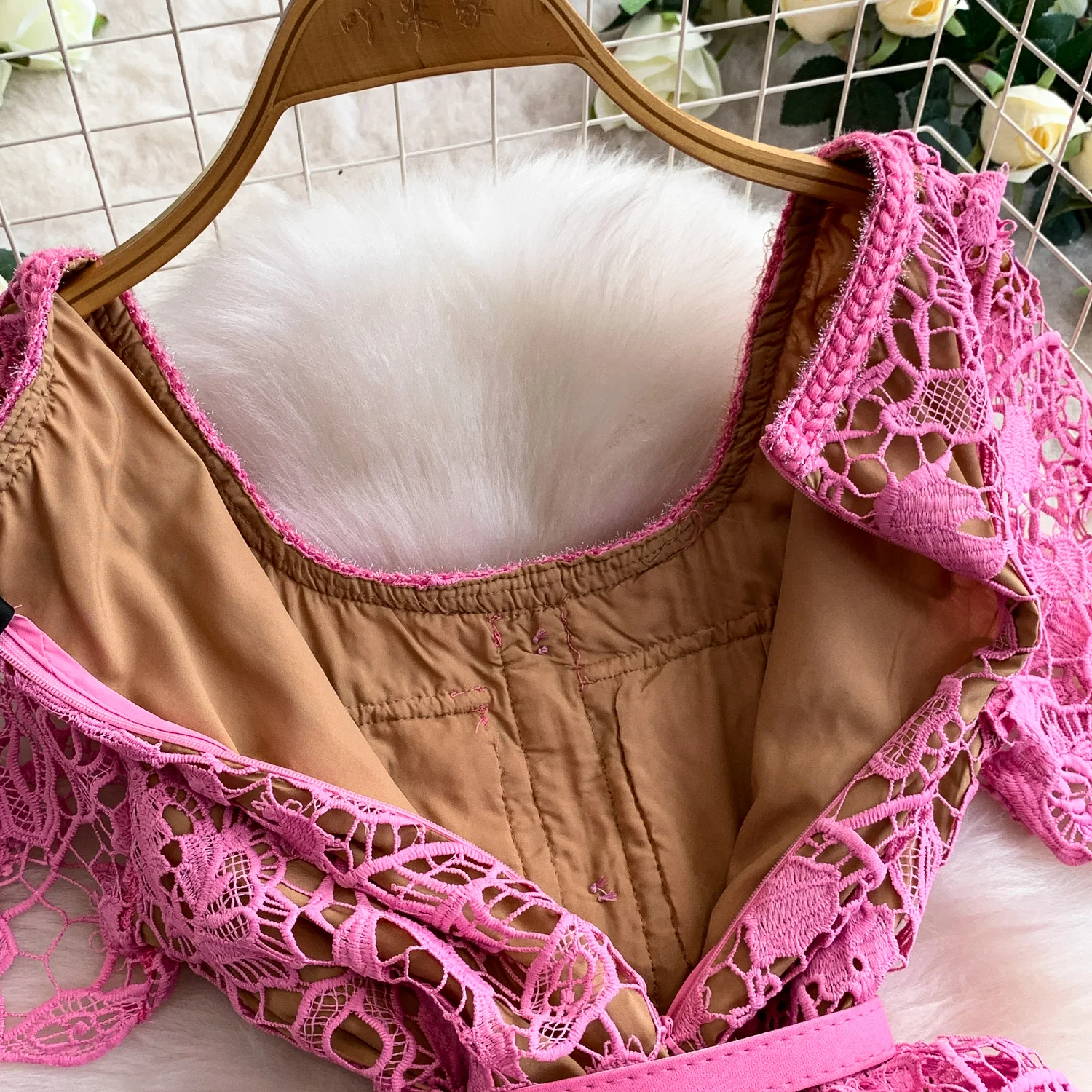 Chic vintage hollow out lace short sleeve dress Elegant Fairy korean fashion sundress women clothing