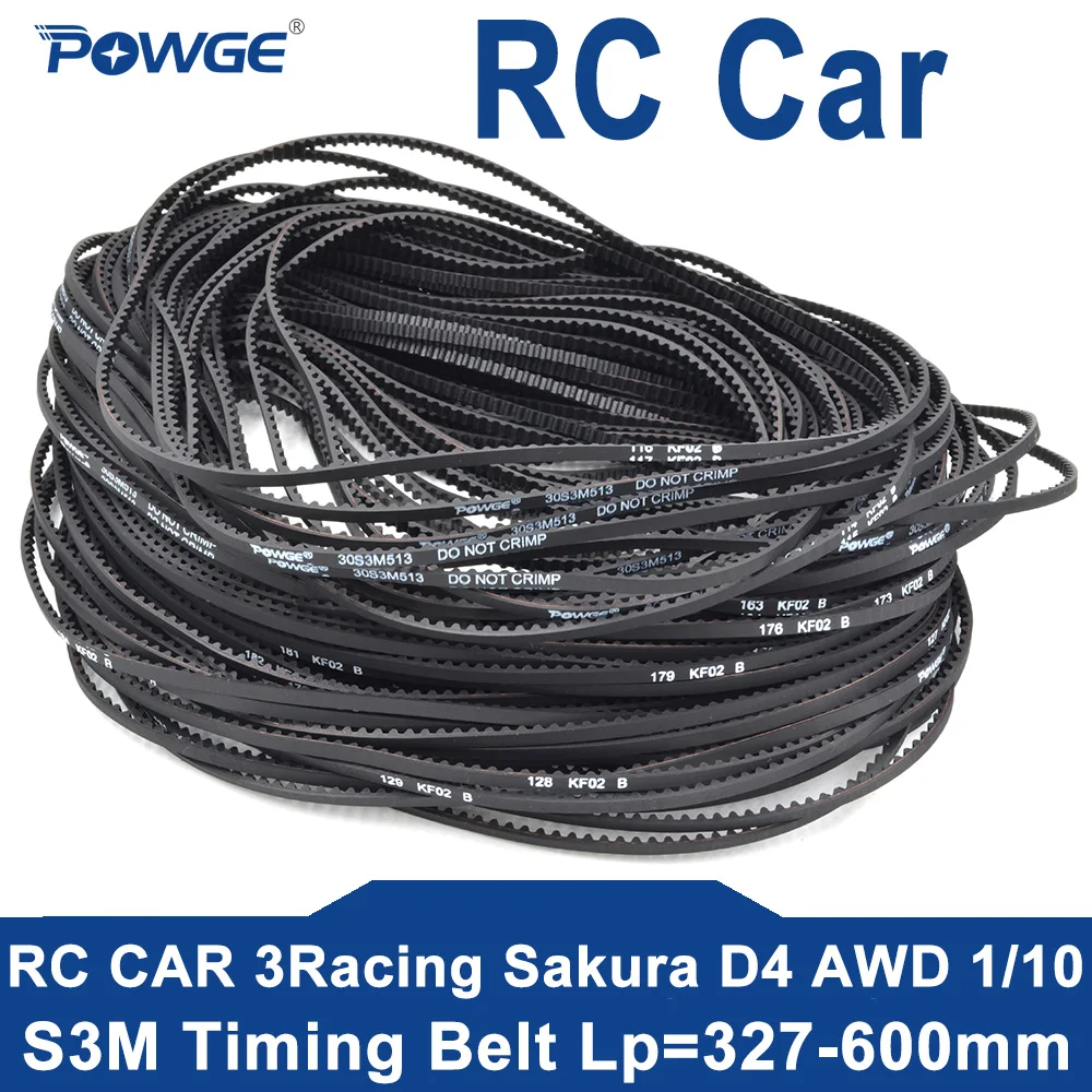 POWGE WRC Car Racing Sakura D4 D3 S3M-255/351/411/447/507/510/513/516/519/522/540/552/750mm Front Timing Belt Drift Racing Car