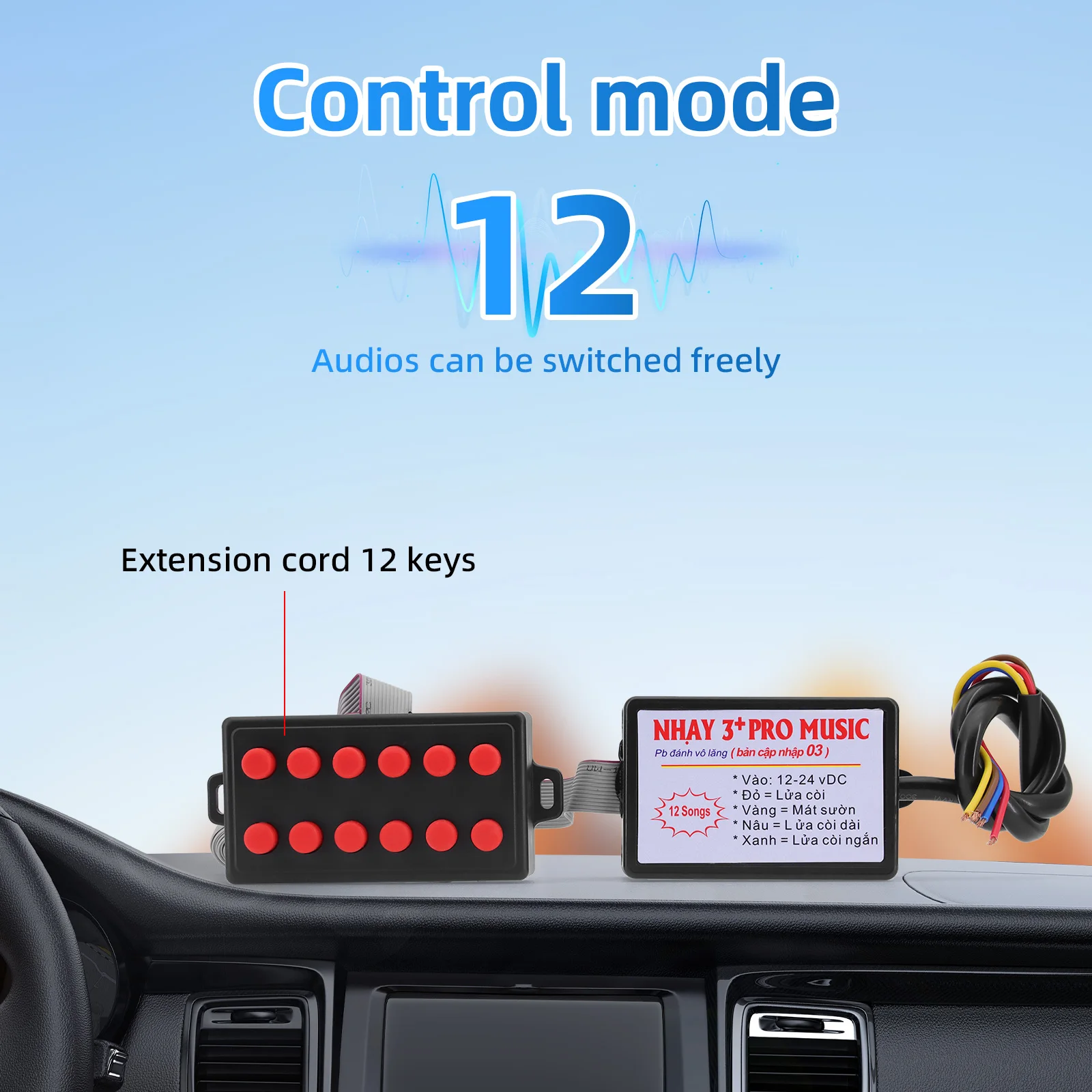 Universeller elektronischer Auto-Hupen-Controller, 8 Töne – 16 Töne, musikalischer 12-V-Controller, Regler für Auto, Boot, LKW, Marine-Hupe