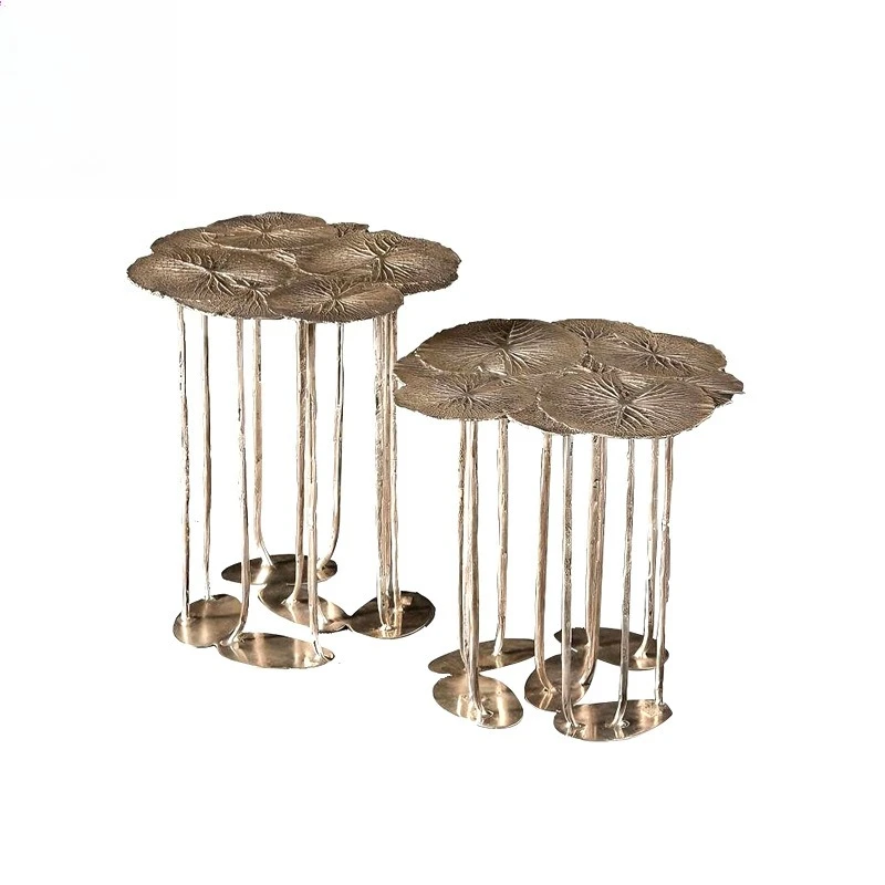 

Light luxury artistic sense creative pure copper edge few living room sofa designer high-end combination edge few furniture