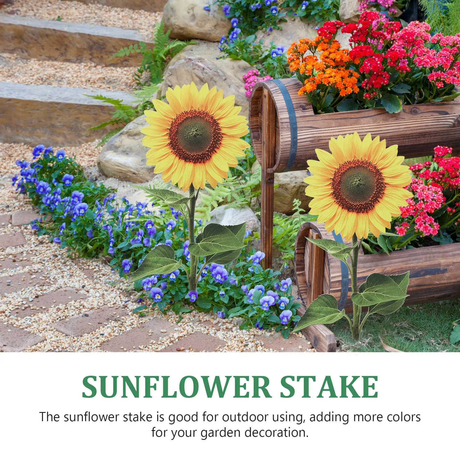 

2pcs Sunflower Stakes Yellow Acrylic Outdoor Garden Lawn Decor Floral Inserted Ornaments Courtyard Decoration Yard Art