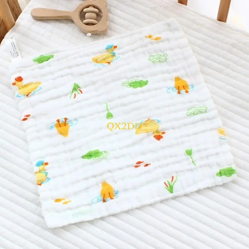 QX2D 면화 유아 페이스 타월 다목적 버프 버프 천 인쇄 수유 타월 30x30cm Square Bib