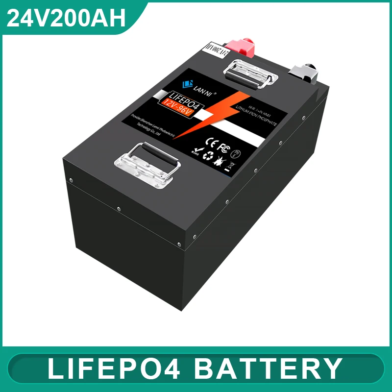 

24V 200Ah LiFePO4 Cell Built-in BMS Lithium Iron Phosphate Battery For RV Campers Golf Cart Off-Road Off-Grid Solar With