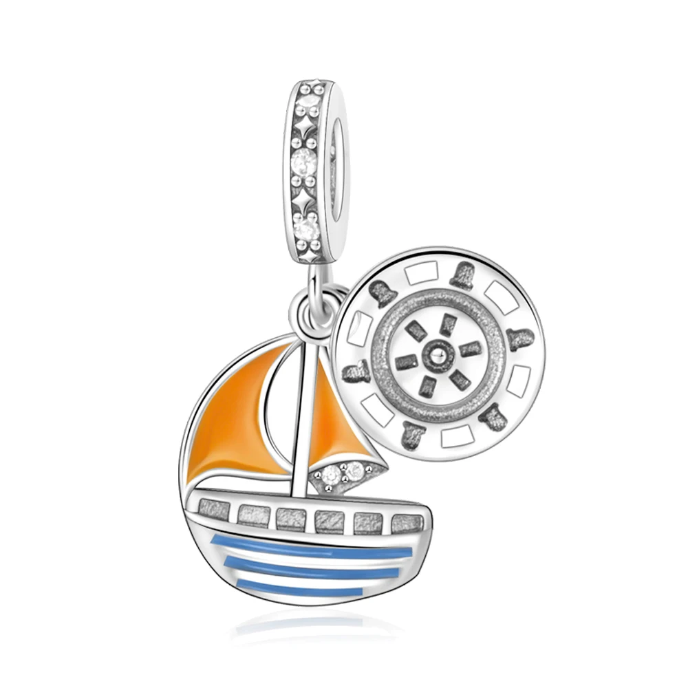 Pan Charms Original Sailing & Rudder Dangle Charm Bracelet Pendant Jewelry