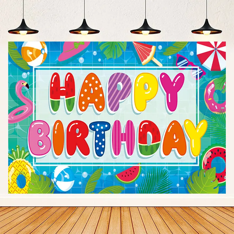 

PooL Party Background Summer Hawaii Beach Outdoor Picnic Birthday Party Decoration Supplies Banner Poster Photo Props Backdrops
