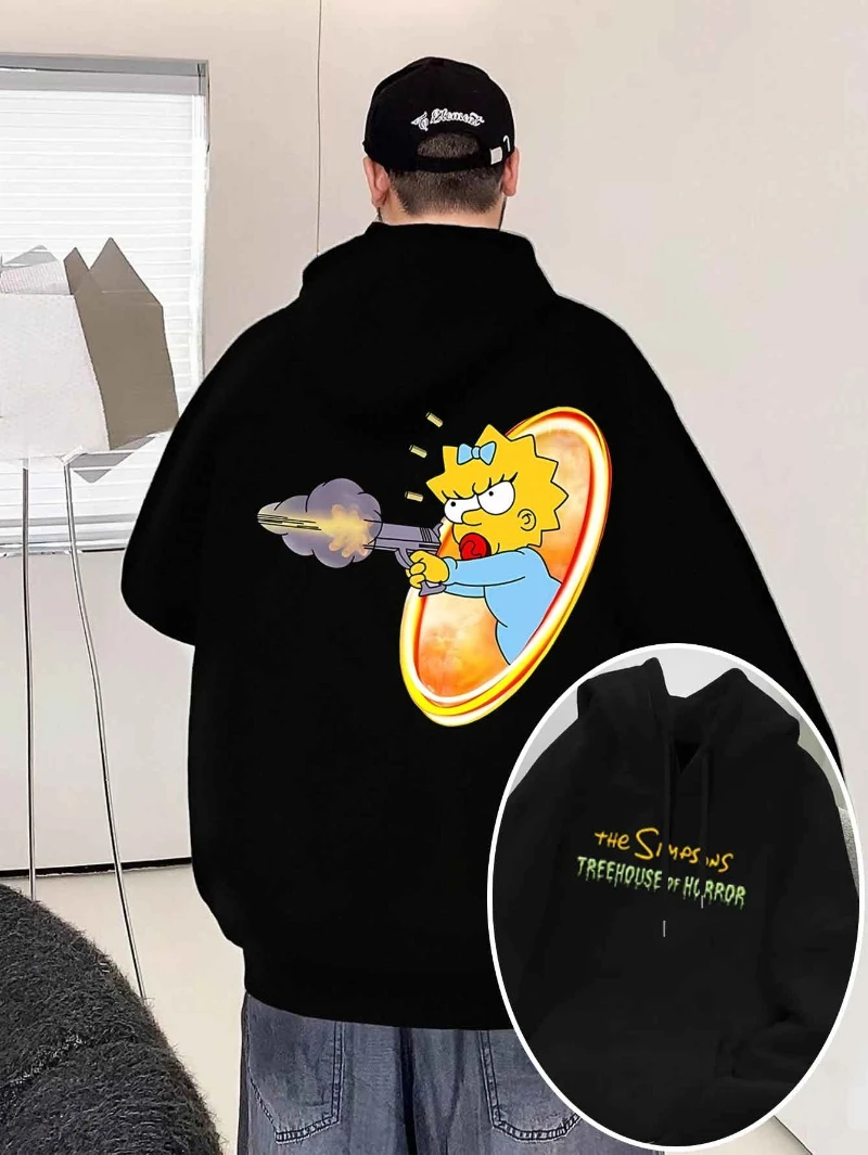 سيمبسون المعتمد التعاون ليزا بندقية عقد طباعة نمط المألوف مقنعين البلوز طويلة الأكمام مقنعين البلوز #1