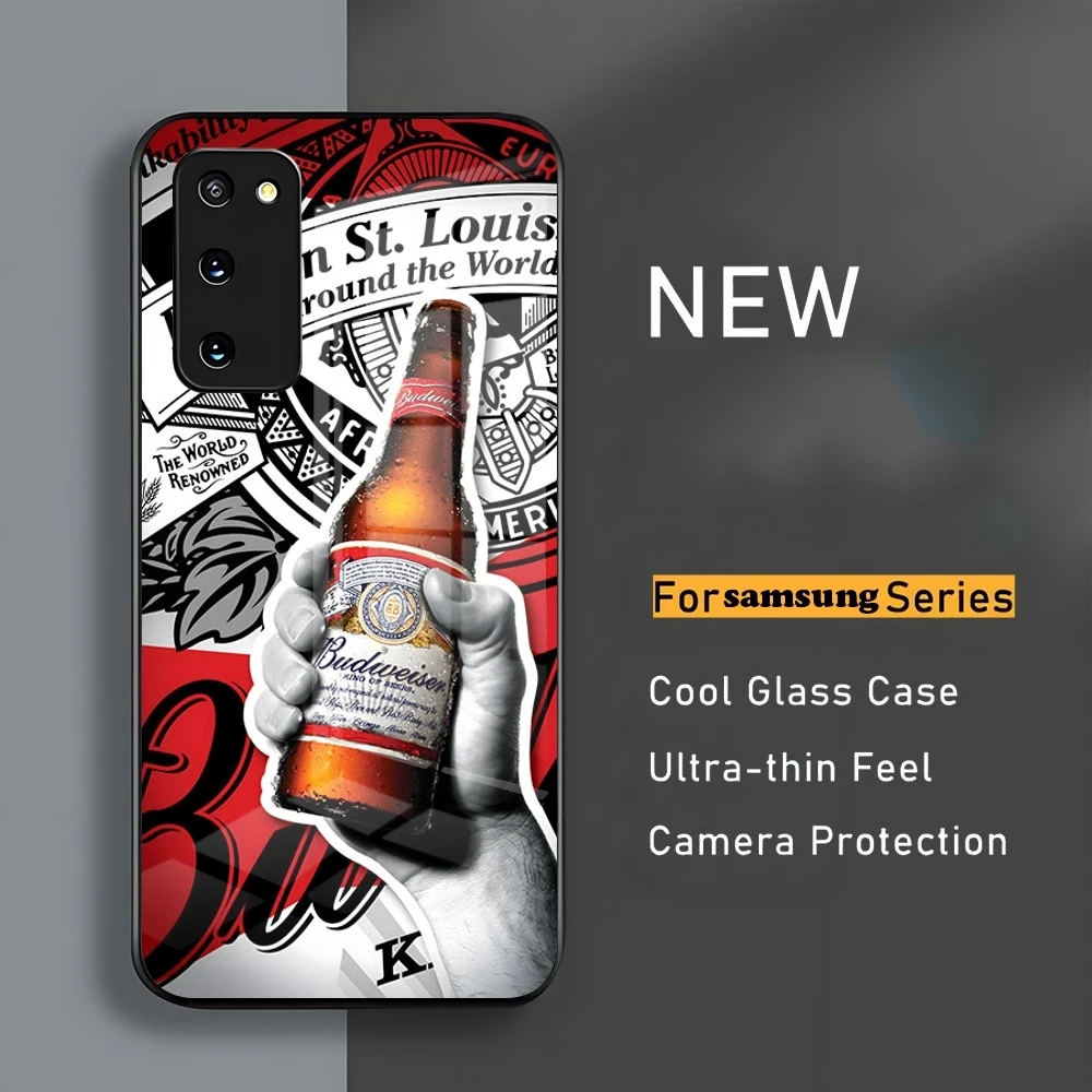 Red Beer Ice B-budweisers Phone Case For Samsung S24 23 A54 S21 S22 Ultra A 42 32 52 51 Note 23 S10 E Plus S20 FE Pro A12 Glass