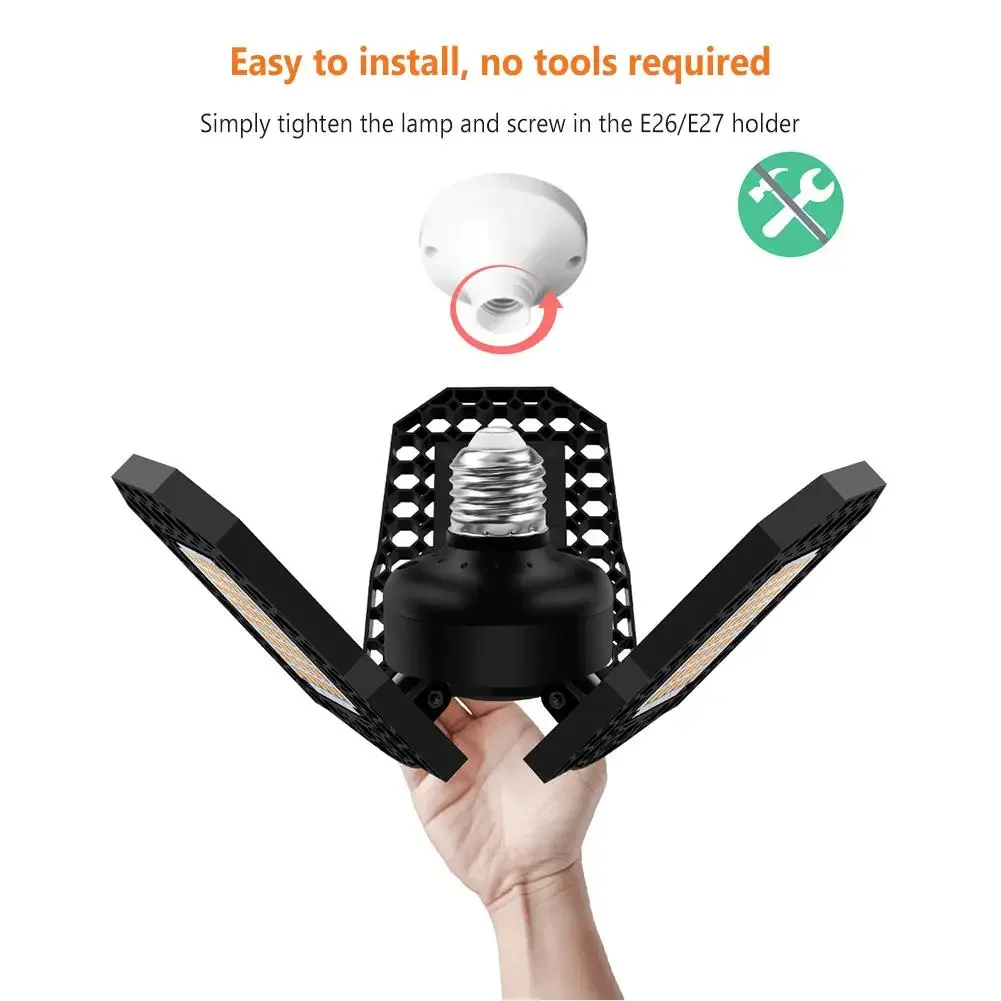 LED 차고 램프, 고휘도 에너지 절약, 각도 조절 가능, 접이식 변형 가능 조명, 40W, 60W, 80W