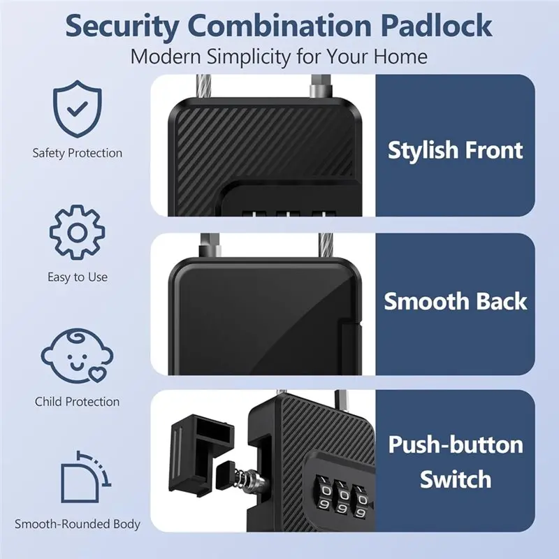 

24-Hour Delivery 3-Digit Combination Cable Lock Security Padlock With Flexible Steel Cable, For Travel Luggage Suitcases, Bags 2