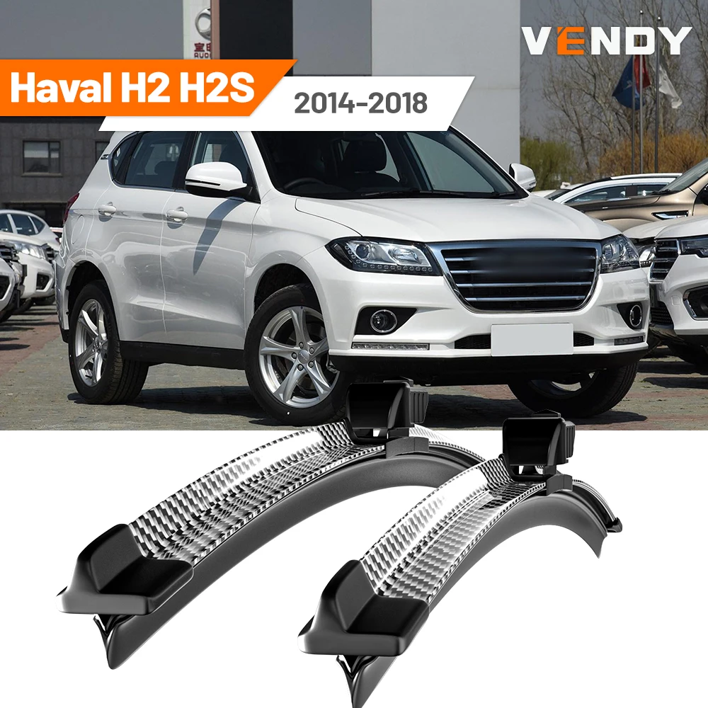 

For Great Wall Haval H2 H2S 2014-2018 2015 2016 2017 2pcs Front Windshield Wiper Blades Windscreen Wipers Carbon Fibre & Black