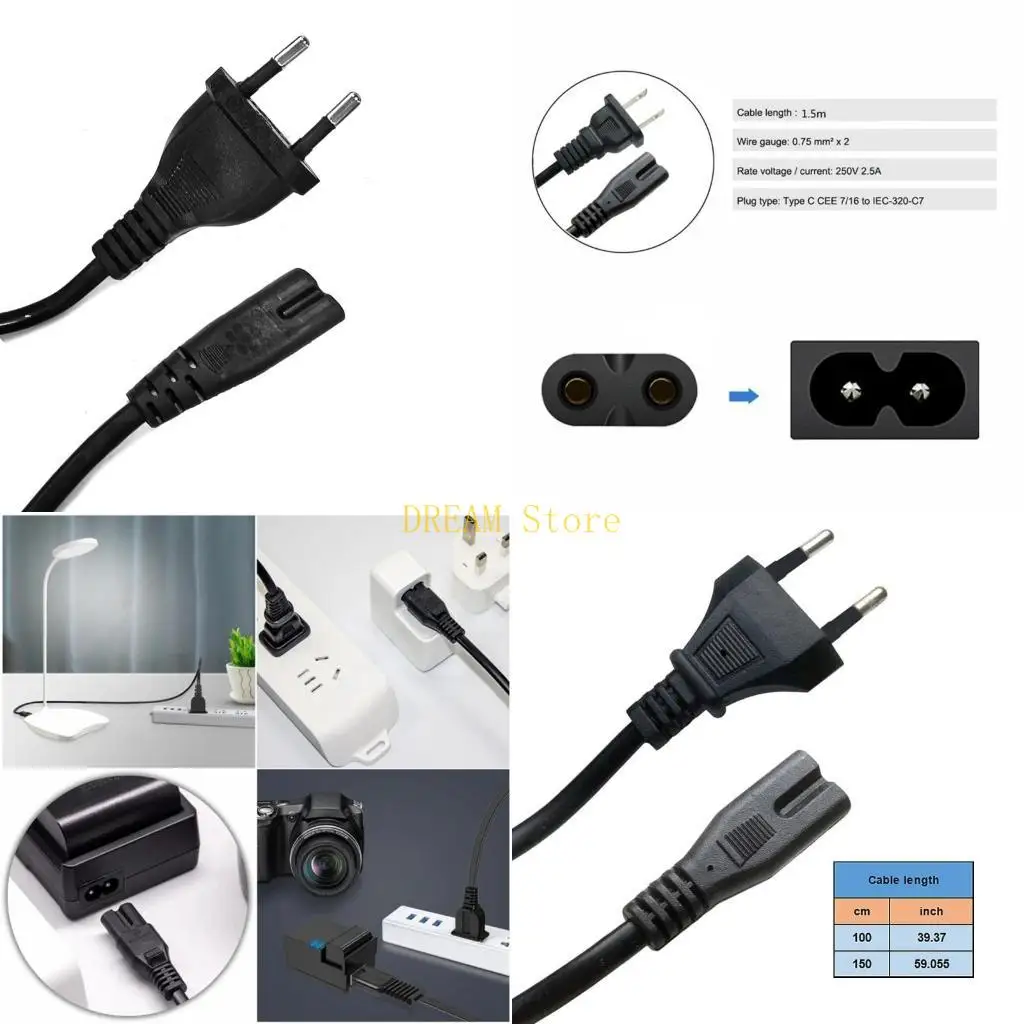 

IEC C7 Power Cable 2Pin EU to C7 Extension Cord for Speaker LCD Monitors best sale