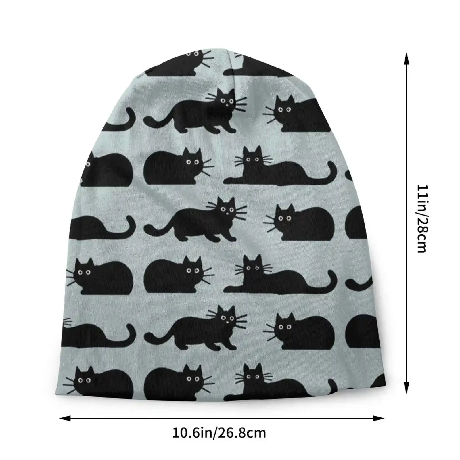 ( S ) Knitted Hat Warm Beanie Outdoor Caps Funky Whiskers Feline Pets Animals Black Cats Funny Cute