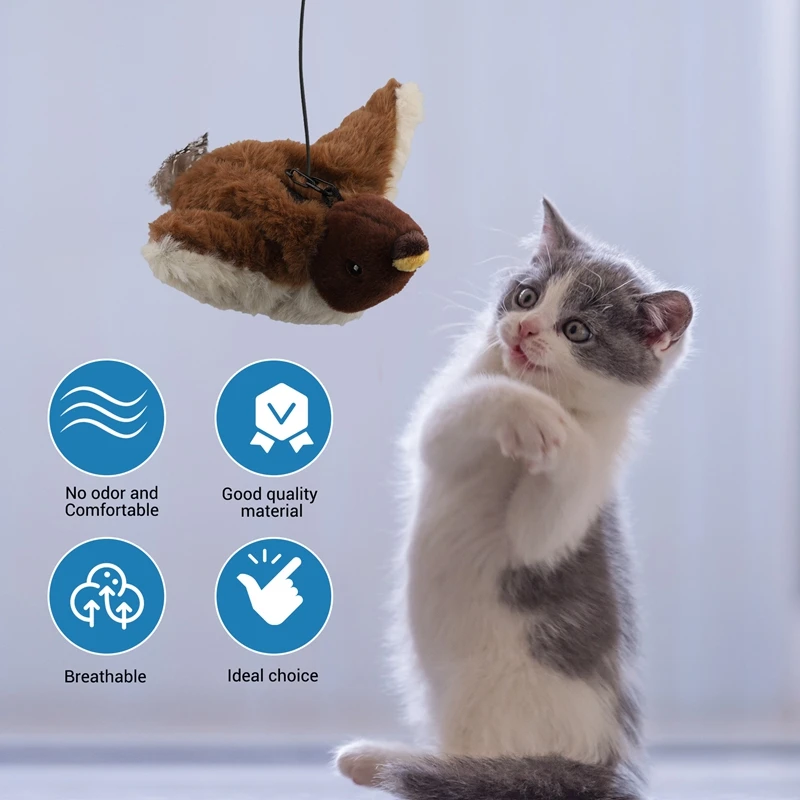 Interactive Cat Toys, Rechargeable Chirping Flapping Birdplush Kitten Exercise Toys