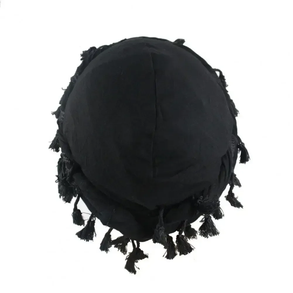 2024 Men Hat Punk Burr Trim Twisted Tail Fringe Cotton Bandana Hat Hop Turban Hats Head Wrap Beanie Cap Solid Color Docker Hat