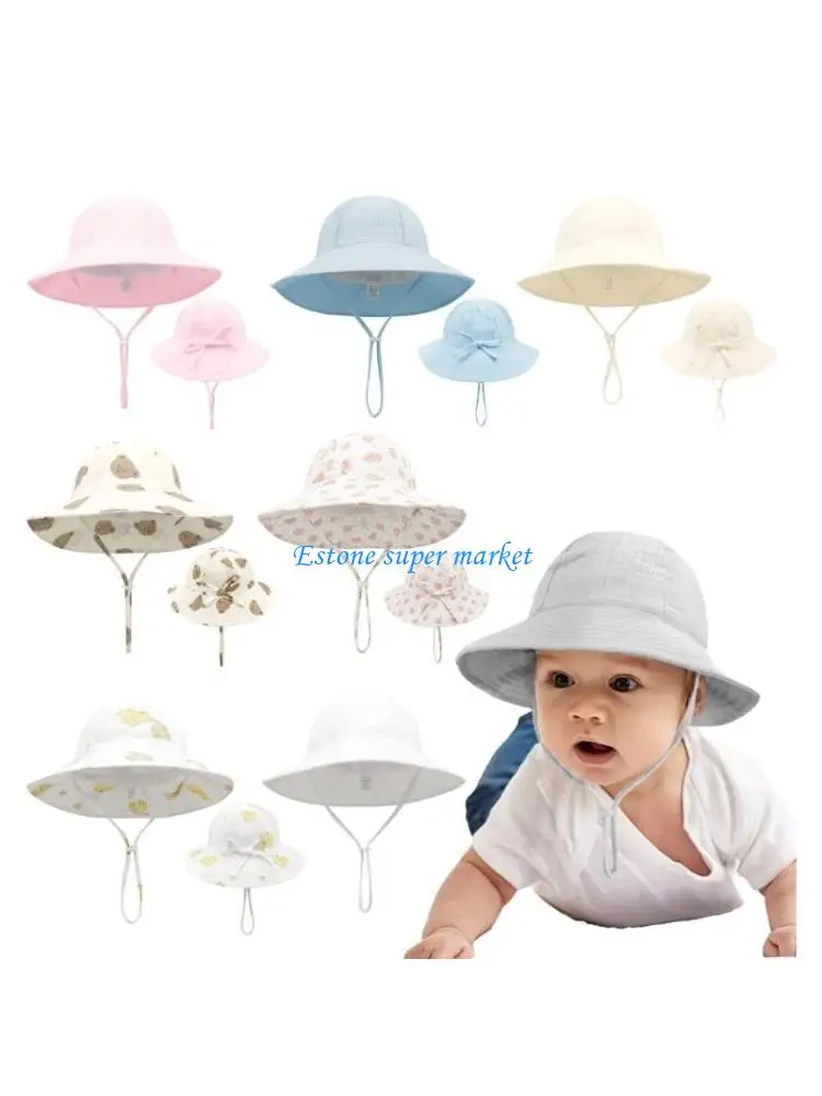 090B Newborns Baby Fisherman Hat Boys Girls Sunhat Infant Travel Beach Bucket Hat