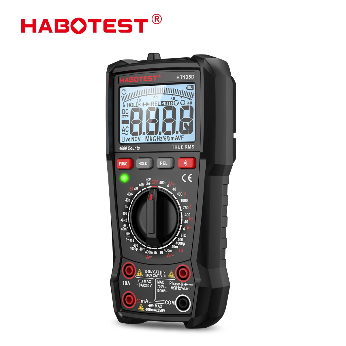 Habotest HT135D 4000 Counts Digital Multimeter Professional Measurement Ac Dc Voltage  and Current True Rms Multimeter