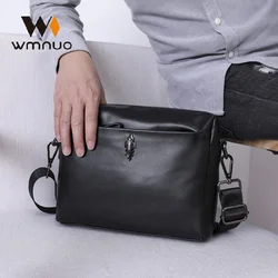 Wmnuo Merk Schoudertas Mannen Koreaans Zacht Lederen Echt Koeienhuid Crossbody Messenger Tassen Voor Man Grote Capaciteit Sling Bag Man Man