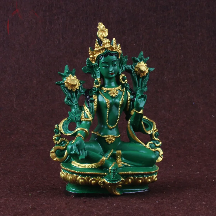 

13CM tall # Greco-Buddhist HOME OFFICE Talisman efficacious family Protection # Nepal, Tibet, India Green Tara Buddha statue