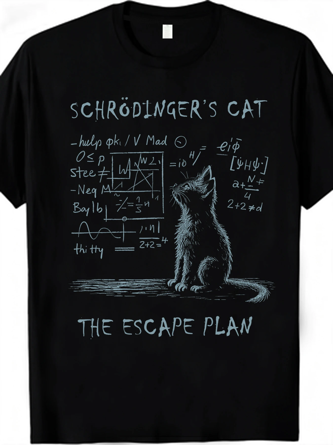 【WZM17118】Mathematical thinking cat printed T-shirt short-sleeved summer women's casual round-neck top women's T-shirt