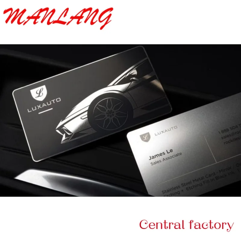 Custom  Custoized Logo Nae Stainls Steel Busins Card atte Bla etal Prootion Busins Card etal ebers Visiting Nae Card