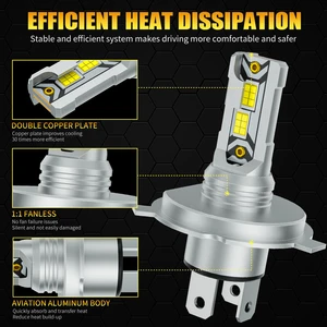 Aileo 2 peças 85w 18000lm h4 luzes led de alta potência para farol de carro feixe alto e baixo lâmpada automotiva canbus csp 6500k lâmpadas plug & play 8 principais vendas lâmpada led automotivo - №1