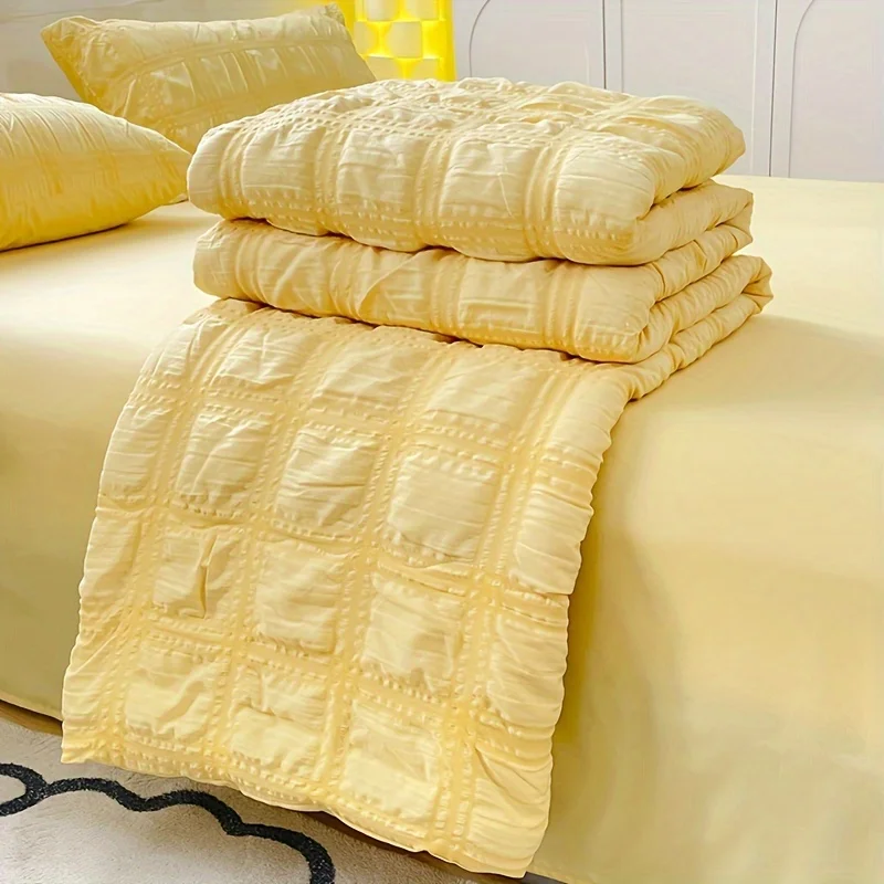 Bubble Gauze Comforter Lightweight Breathable Bedding Quilt Soft Winter Blanket Thin Comforter Home Textile Bedroom Decoration