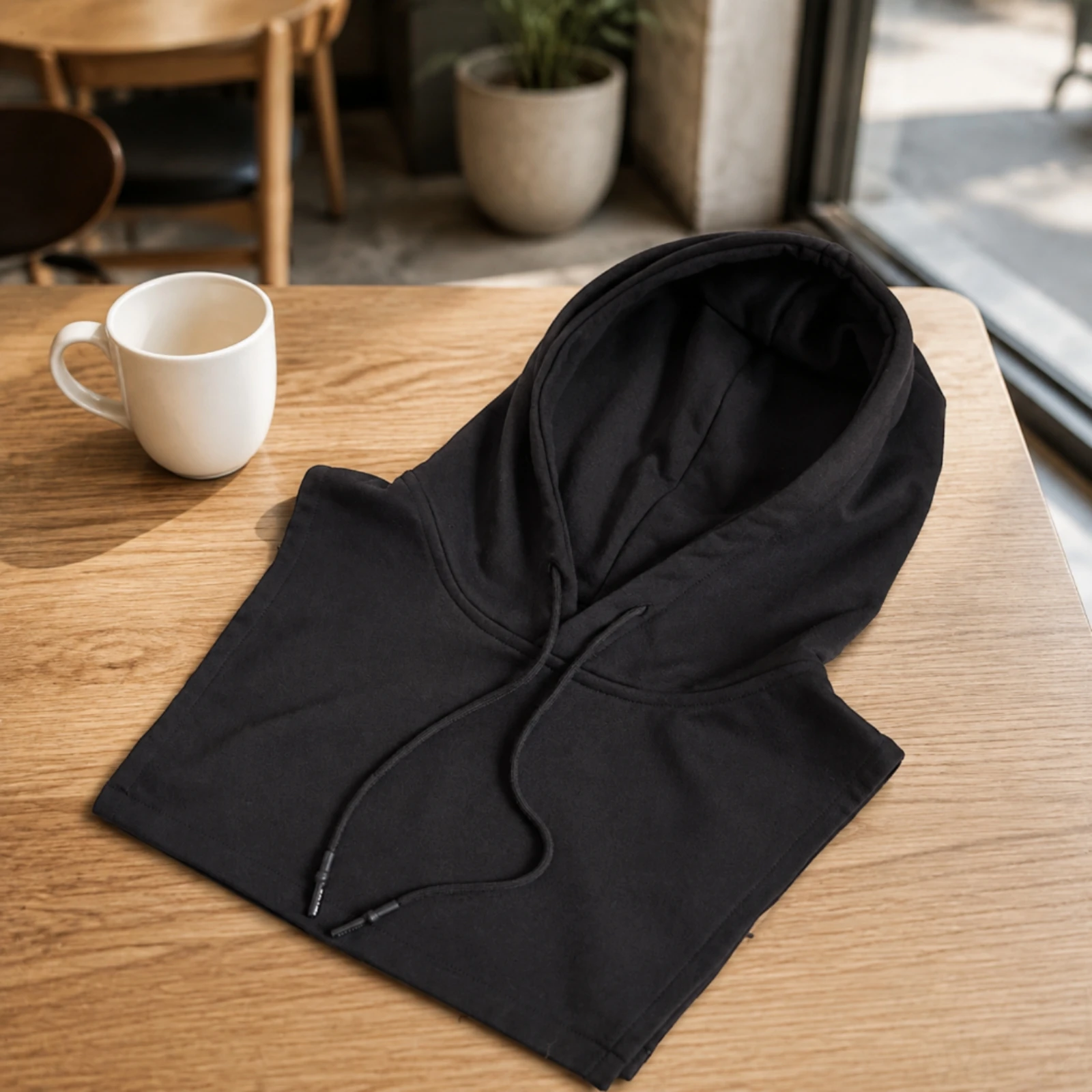 Faux Hoodie Collar Insert Soft Cotton Hooded Insert with Drawstring Clothing Accessory Subtle for Everyday Outfits