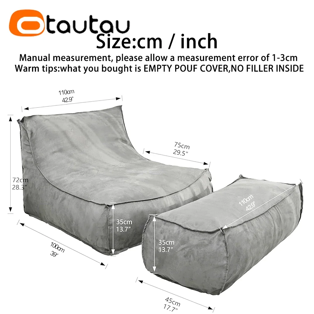 OTAUTAU Outdoor Bean Bag Lounger Cover No Filler Floor Beanbag Pouf Salon Ottoman Sofa Bed Garden Pool Beach Sac Furniture SF187