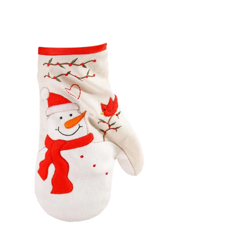 

2 Pcs Snowman Insulated Gloves Placemat Set Heat Insulation Resistant Pad Heat-resistant Oven Kitchen Fabric Accessories