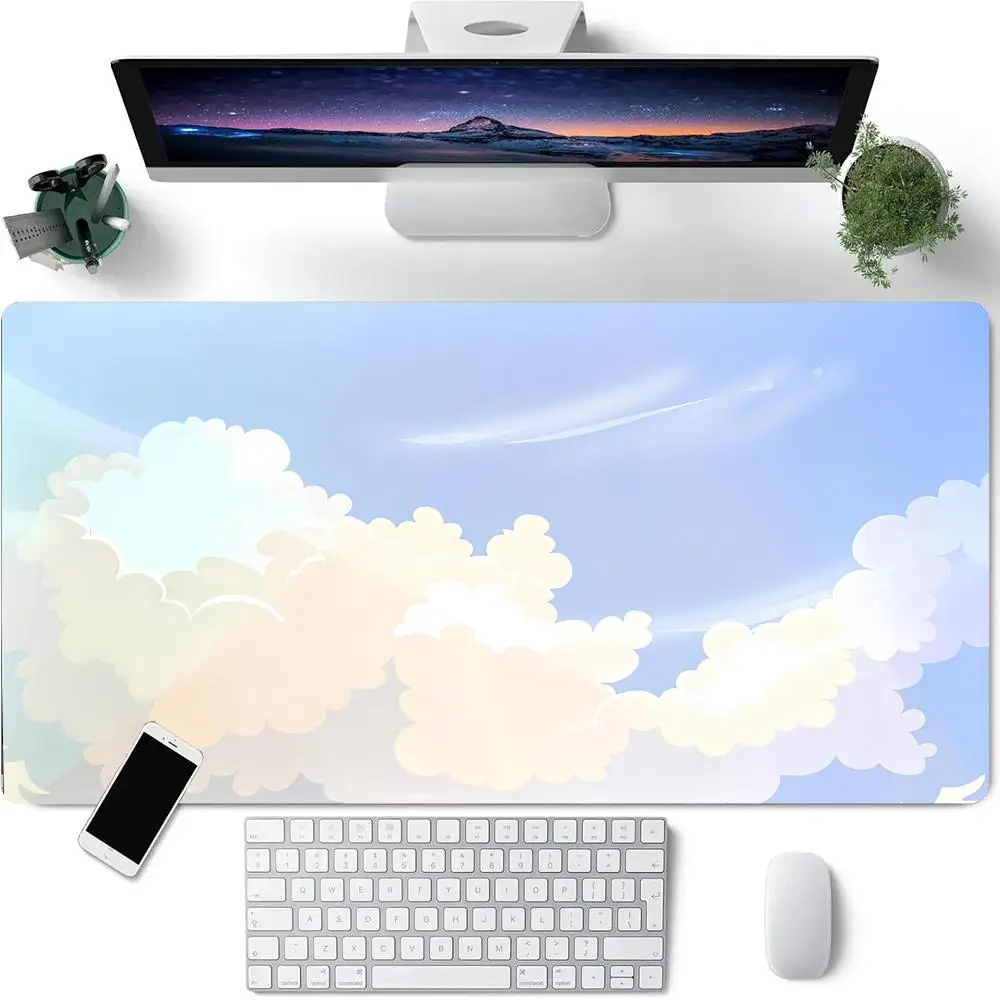 

Blue Sky White Cloud Mouse Pad Large Rubber Base Anti-slip Desk Accessories Mousepad for Office and Gamer Keyboard Mat Decor Rug